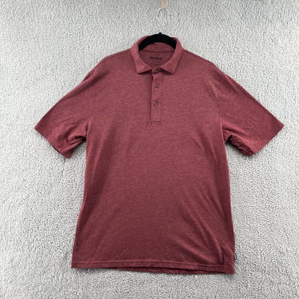 Mens active polo shirt Maroon Red Size Medium